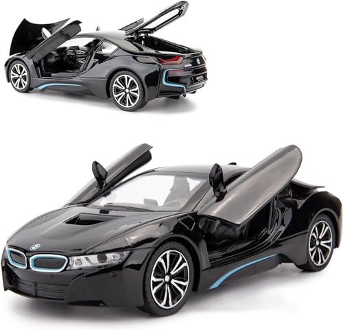 Image of 1:22 Scale Big BMW I8 Toy Car | Metal Pullback Diecast Car for Kids with Openable Doors, Sound, Light Effects Toy for Car Enthusiasts (Color As Per Available),white