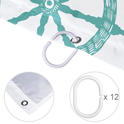 Rideau de douche imperméable lavable bleu 152x183 cm avec crochets de douche - 5