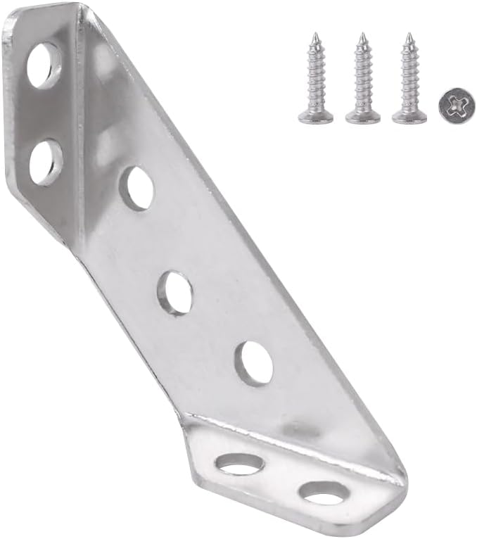 5 Set 201 Stainless Steel Trapezoid Corner Brackets with 20 Pieces Screws Furniture Cabinet Joint Fastener Table Chair Corner Connector Hardware Heavy Duty Supports Brace 6.5cm