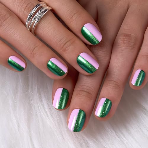 Image of CurvLife Extra Short Oval Press On Nails, Dual Charm, Soft Gel