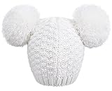 Simplicity Women's Winter Knit Pompom Snowboard Beanie Hat, Double Poms_White
