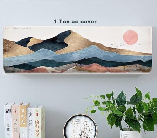 Image of DARSHANAM WORLD Beatiful Designer Ac Cover / / Cutest Printed Air Conditioning Dust Cover For Indoor & All Type AC Split Covers / / Colorfull Folding Designer Ac Cover (Mountain Printed 1 Ton)