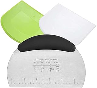 Dough Scraper Cutter, Multifunctional with Measuring Scale Knife Dough Scraper Cutter, with 2 Pcs Plastic Dough Scraper Cutter for Bread Pizza Cake Dough Baking (Black)