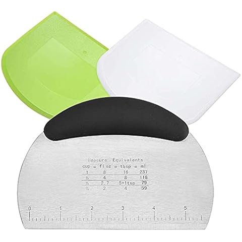 Dough Scraper Cutter, Multifunctional with Measuring Scale Knife Dough Scraper Cutter, with 2 Pcs Plastic Dough Scraper Cutter for Bread Pizza Cake Dough Baking (Black) Cover