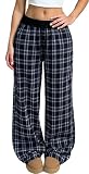 Adigau Pantalon Y2K à Carreaux pour Femme Pantalons Décontracté à Taille Basse Pantalons Long Vintage Pantalon de Jogging Large à Poches Streetwear Bleu L