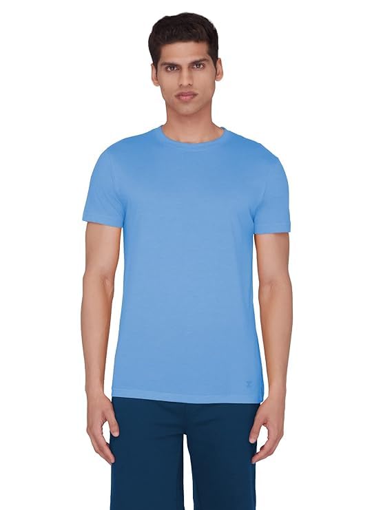 HIGHEK POLYSTER SKY BLUE TSHIRT CASUAL WEAR for MENS