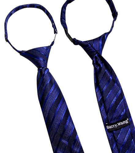 Image of Barry.Wang Boys Ties School Pre-Tied Kids Necktie Handkerchief Clip Set Uniforms Child Ties for 8-14 Years Wedding Party