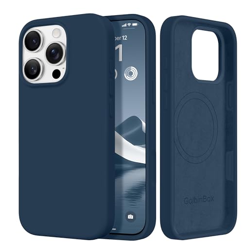 Image of GolbinBox Magnetic for iPhone 16 Pro Case, Silicone Cover, Dark Blue