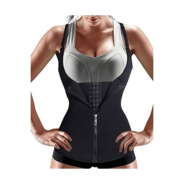 Nebility-Women-Waist-Trainer-Corset-Zipper-Vest-Body-Shaper-Cincher-Tank-Top-with-Adjustable-Straps Nebility Women Waist Trainer Corset Zipper Vest Body Shaper Cincher Tank Top with Adjustable Straps (4XL, Black)