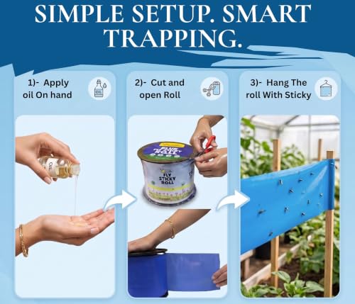 Image of Chipku Blue Sticky Fly Roll 15cm x 100m | Flying Insect Control | Non-Toxic & Odourless | Easy to use | Indoor & Outdoor Use for Farm, Poultry & Home Garden