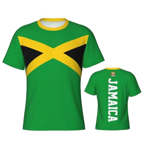 Camiseta con Estampado De Bandera Jamaicana para Hombre, Camisetas Deportivas De Manga Corta con Cuello Redondo Y Estampado De Franjas Patrióticas para Aficionados Al Fútbol