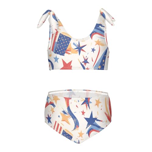 KLL 4th July American Independence Day Girls' Two Pieces Bikini Set Quick-Dry Swimsuit Swimming Suits Adjustable Strap
