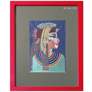 Threads n Face Egyptian Queen Embroidery Wall Frame | Hanging Home Decorative Frames | Wall Decor Items for Living Room, Office, Bed Room | Wall art Frame (28.5 CM X 33.5 CM, Red)