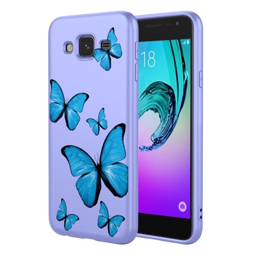 KOARWVC Phone Case for Galaxy J3 2016 Case, SM-J320 Samsung J3 2016 Case Cute Butterfly Pattern Protective Soft TPU Phone Cover for Samsung Galaxy J3 2016 Purple Butterfly