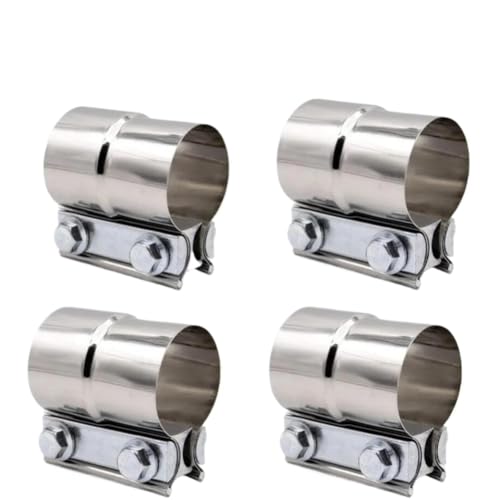 Acoplador de manga de abrazadera de banda de escape de junta de regazo de acero inoxidable, 4 piezas, 3 pulgadas, plateado, Compatible con Universal