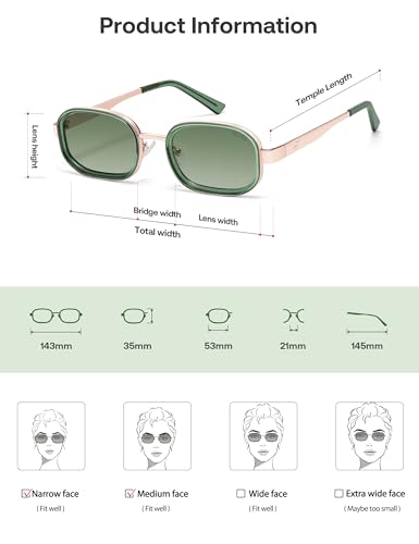 Image of SOJOS Trendy Rectangle Polarized Sunglasses for Women Men,Retro Square Shades Chic Sun Glasses SJ1291