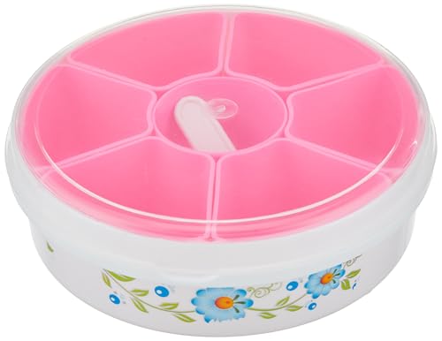 Image of HomeWiz Round Masala Box 1500ml | BPA-Free Large Airtight Masala Dabba | Food Grade Transparent Spice Container For Kitchen | Masala Container Set with Measuring Spoons | For Spices & Dry Fruits