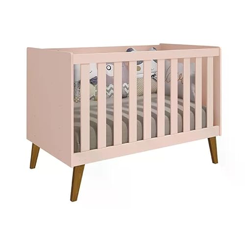 Quarto Infantil Retrô Ayla com Guarda Roupa e Berço Rosa Fosco - Reller Móveis