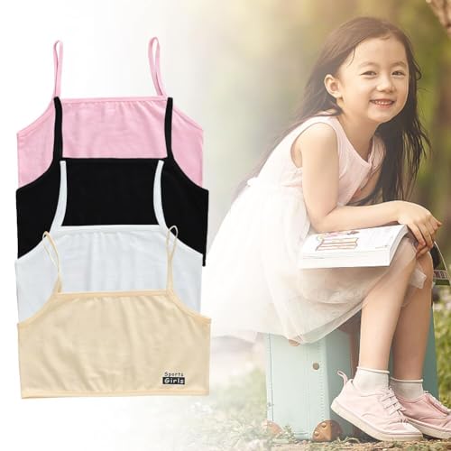 Training Bras for Girls 8-12 Years Old, Pack of 4 Girls Bras Solid Color Soft Cotton Girls Sports Bras3