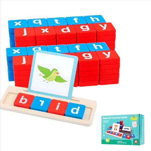 SoeUyd Scrabble, Scrabble Junior, Scrabble Reisespiel, Geeignet für 2/3/4/5/6/7/8 Jahre Alt, Buchstabieren Wörter Kinder Puzzle Starter Spielzeug, Pädagogische Starter Wort Spielzeug Geschenke