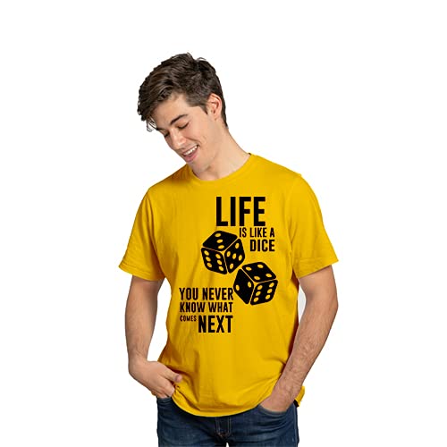 Feel Good Life is Like a Dice Multi Colored Printed Dri Fit T-Shirt for Adults
