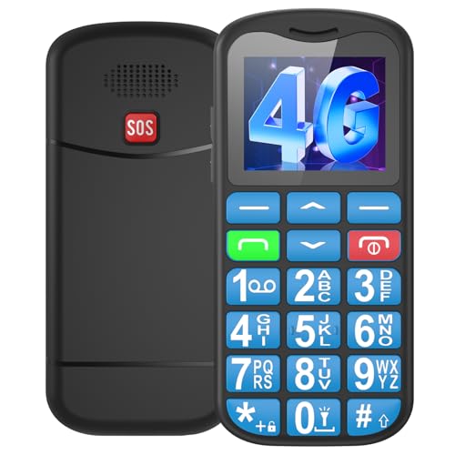 Ufferson 4G Seniorenhandy ohne Vertrag mit großen Tasten | SOS Notruftaste | 1,77 Zoll Farbdisplay | Kurzwahl |Bluetooth | USB-C| Einfach zu bedienen Mobiltelefon Senioren Handy mit Ladestation |Blau