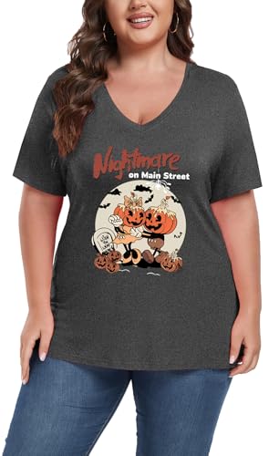 Image of ForHailey Women's Plus Size Short Sleeve Tee Shirt V Neck Basic Ladies Loose Fit T Shirt 1X-5X