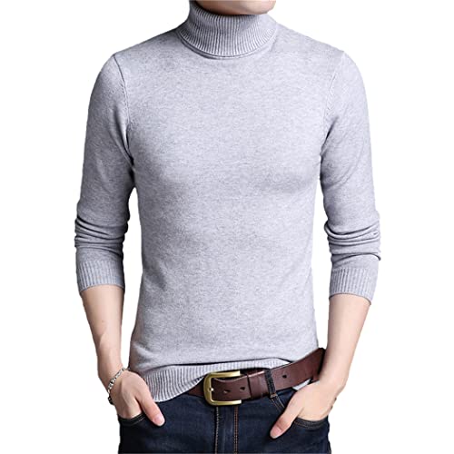 Chandail à col roulé épais pour homme en maille grise premium taille M