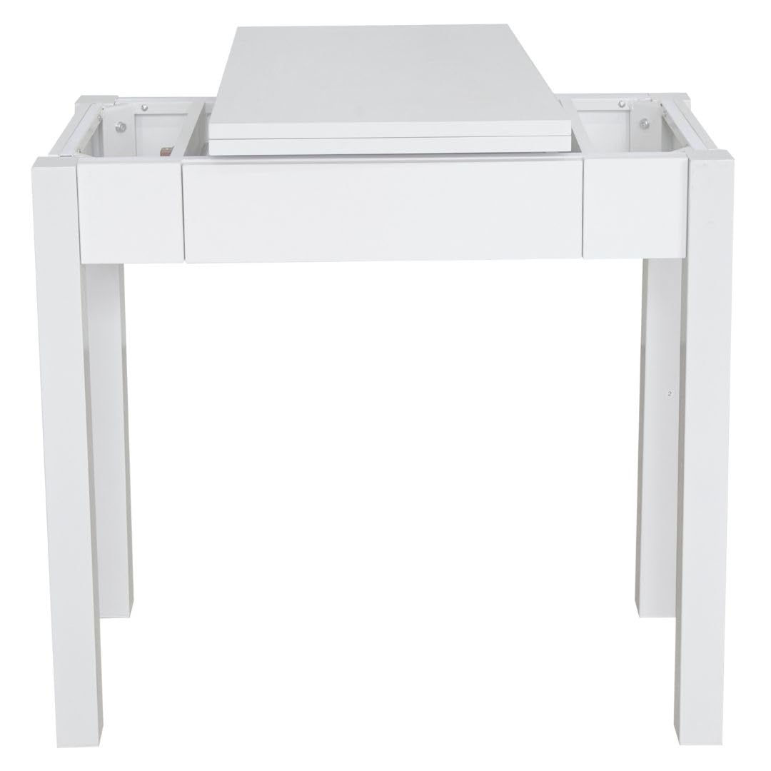 Mesa Cocina Plegable Extensible Cocina - Pequeña con Cajón y Cubertero - Mesa Libro Medidas: 80x40 / 80x80 cm. (Blanco)