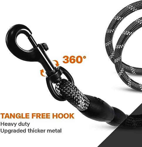 Taglory Hundeleine mit bequemen gepolsterten Griff, robuste Hundeleine zum Trainieren und Gassi gehen, 150×1.0cm Reflektierend Führleine aus weichem Nylon für mittelgroße Hunde, schwarz