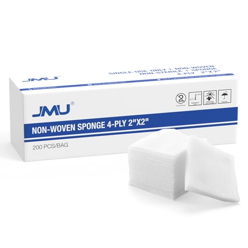 Image of JMU Gauze Pads 2x2, 4-Ply Non Woven Gauze Sponge, Non-Sterile Dental Gauze 200 Pieces All Purpose Gauze Sponges