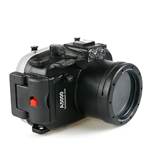 MEIKON 130ft/40m Underwater Camera Housing Waterproof Diving Case Compatible with Sony A5000 with 16-50mm Lens