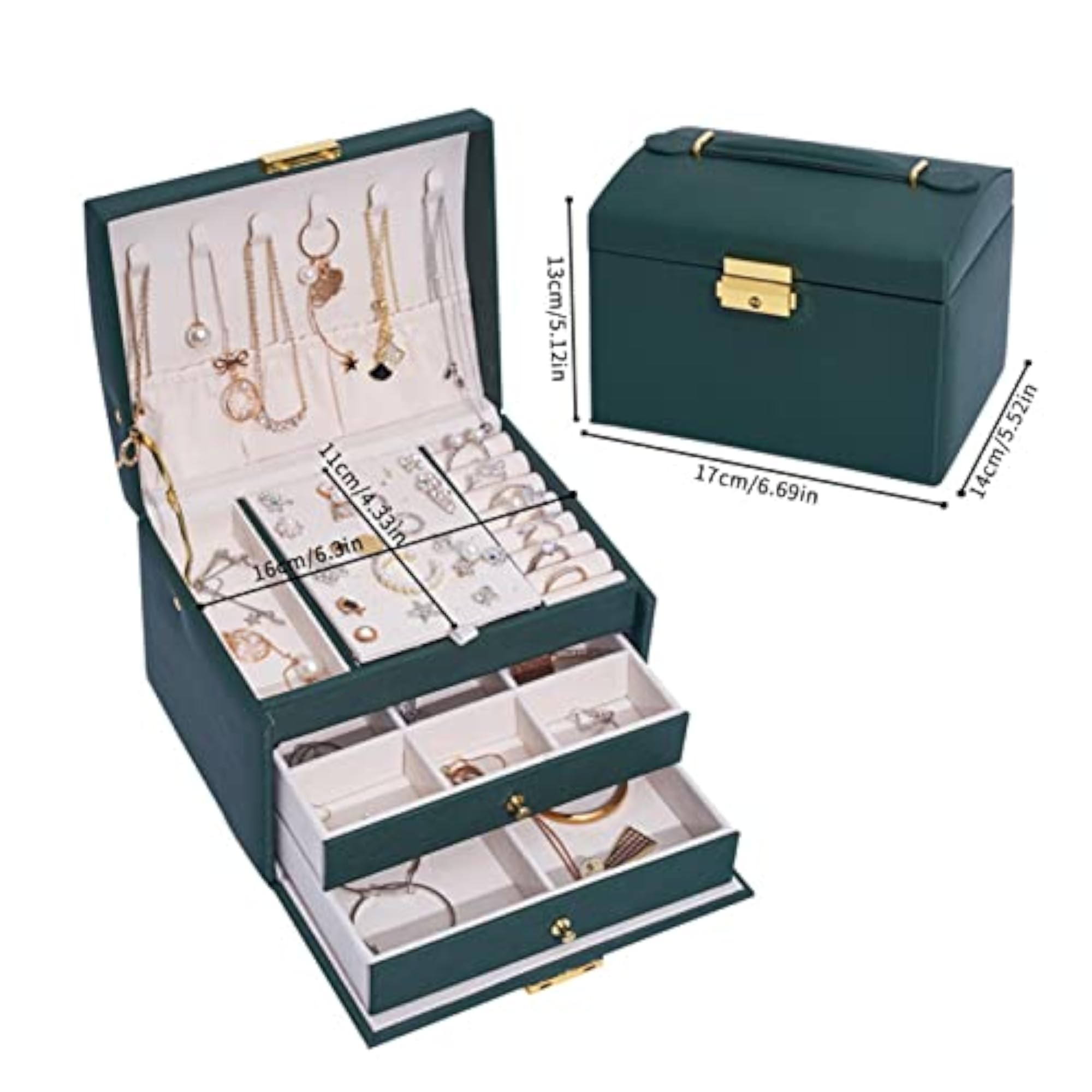 3-Drawer Jewellery Storage Box for Earrings and Rings