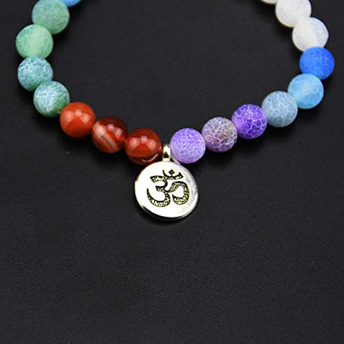 Sept de yoga chakra en pierre d'agate coloré 8 mm cadeau personnalisé