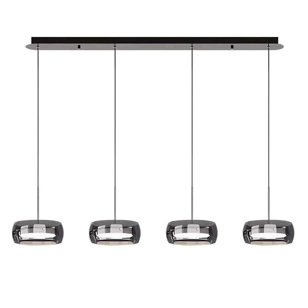 Lampadario Contemporanea A LED Lampada A Sospensione In Vetro Fumé Lampadario In Stile Industriale Lampada Da Pranzo Sospesa Regolabile In Altezza Adatta Per Soggiorno Cucina Camera Da Letto(A4)