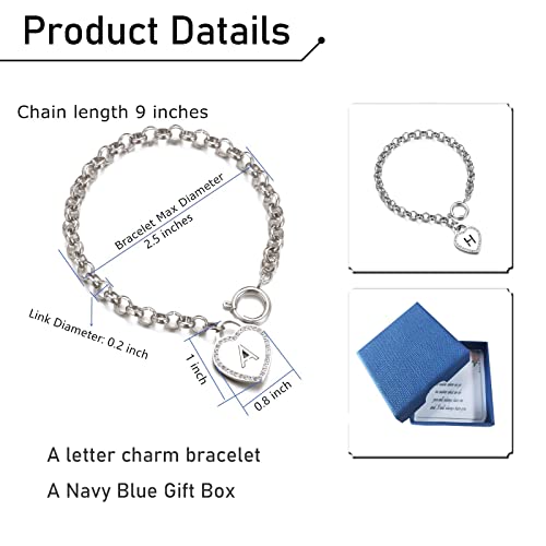 Image of CaleesLLC Letter A to Z Initial Charm Bracelet Adjustable Stainless Steel Anklet Personalized Wrist Link for Women
