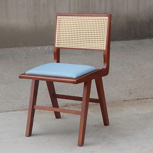 Solid Wood Rattan Chair, Traditional Dining Chairs, Rattan Weave Restaurant Chair Backrest Seat Chair, Ultralight Wicker Stool, Modern Indoor Dining Chairs ( Color : Walnut , Size : 45*52*82Cm ) #TOP1