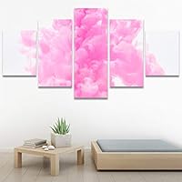 SIGNWIN 5 Panel Canvas Wall Art Modern Art Abstract Brushstroke Closeup Digital Art Minimalism Minimalist Multicolor Pastel for Home Decorations Ready to Hang - 60