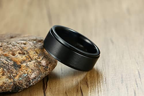 Epinki Draaibare anti-stress ring van gepolijst roestvrij staal, zilver/ zwart/goud/roségoud, voor heren, 6.2 millimètres, Roestvrij staal, Zirkonia-vrij