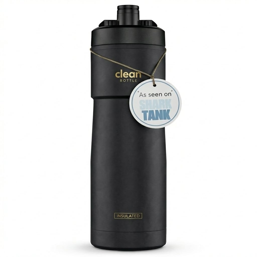 The Clean Hydration Co Insulated Bike Water Bottle 20 oz | Easy Clean Nozzle, Easy Squeeze Sports Bottle | BPA Free Cycling Bottle for Road & Mountain Biking, Gym & Travel | Matte Black โ image 1