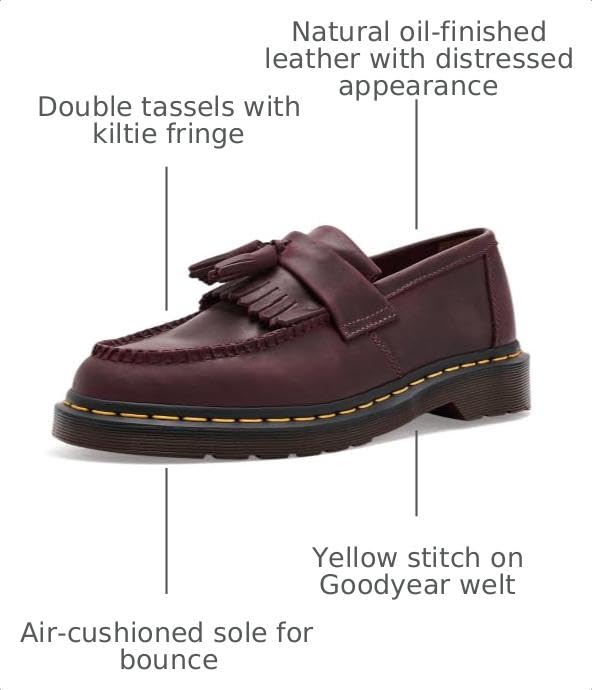 Image of Dr. Martens, Unisex, Adrian, Cherry Red, Mens, 5, Womens, 6, Medium