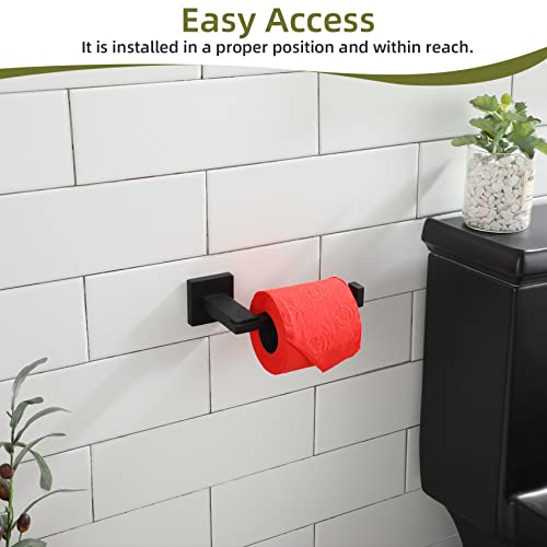 Image of KOKOSIRI Black Toilet Paper Holder for Bathroom Tissue Paper Dispenser Stainless Steel Toilet Roll Holder Hold Mega Rolls Wall Mounted, B2006BK