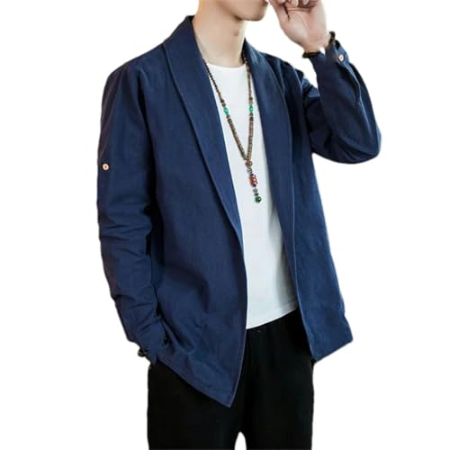 Kimono veste hommes en coton et lin style chinois JXQXHCFS