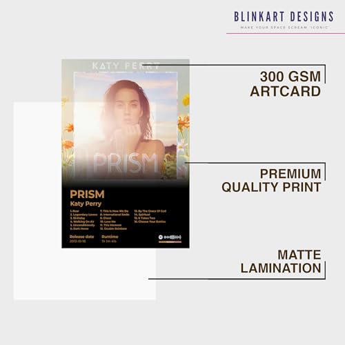 Image of BLINKART Katty Perry - PRISM Wall Photo Frames | Wall Art for Bedroom, Living Room, Studio or Office | Album Cover Print with Spotify Song Link QR Code | Gift for Fans - 8x12 In