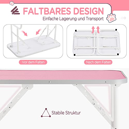 Yaheetech Hundepflegetisch, Trimmtisch für Hunde, Hundefriseur Tisch, Hunde Badetisch, Pudel Fellpflege, Hund Schertisch, höhenverstellbar, rutschfest, bis 100 KG belastbar Rosa Rosa