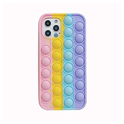 Push Sensory Fidget Case for iPhone 6/6S/7/8/SE 2020,Silicon Bubble Anxiety Stress Reliever Toys for Girls Boys Men Woman Adults,Interesting Gifts for All Age - Rainbow