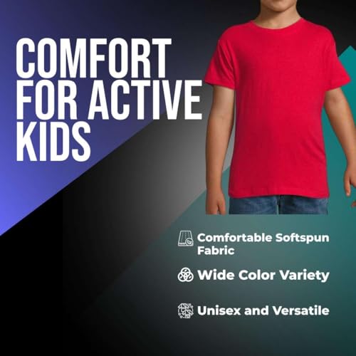 Camiseta lisa para niños de 1 a 15 años, 100 % algodón, suave hilado, unisex, uniforme escolar, gimnasio, marrón, 8-9 años