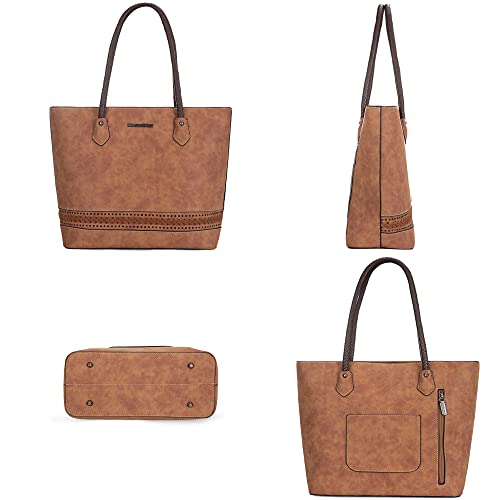 Image of Montana West Woven Tote Bags for Women Purses and Handbags with Back Zipper Pocket