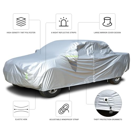 Image of Tecoom Truck Cover Waterproof All Weather,Breathable Light Shell Full Exterior Covers with Door Zipper /Lock,Waterproof UV Dust Protection Truck Covers Universal Fit Chevy Silverado(Length Up to 252 inch)
