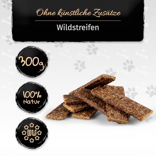 BONE APPETIT Wildschwein Streifen für Hunde – 300g | Trainingssnack, Hundeleckerli, Hundesnack, Fettarm & Getreidefrei, 100% Natürliches Wild